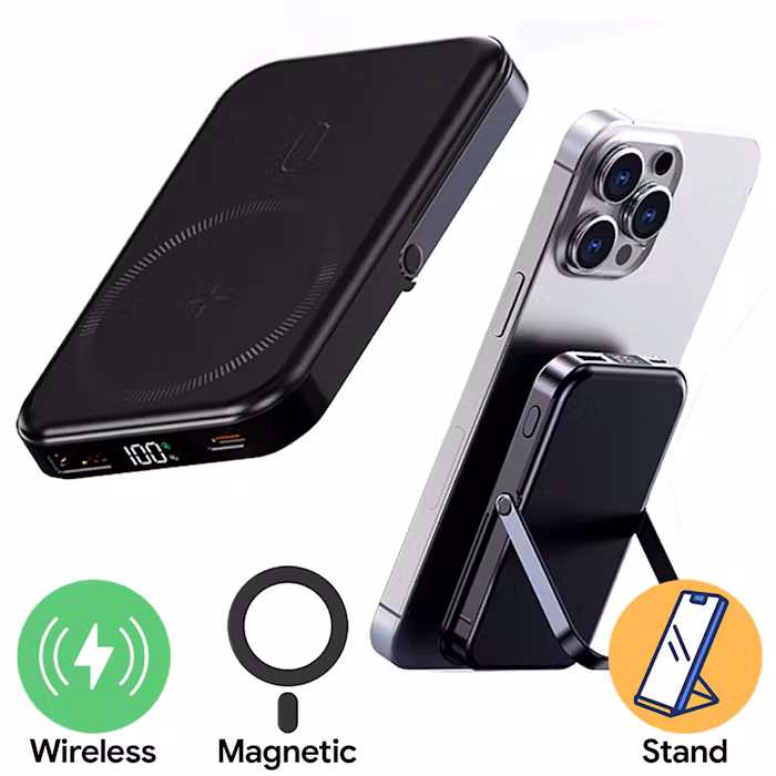 Flipp Magnetic Wireless Powerbank With Phone Stand