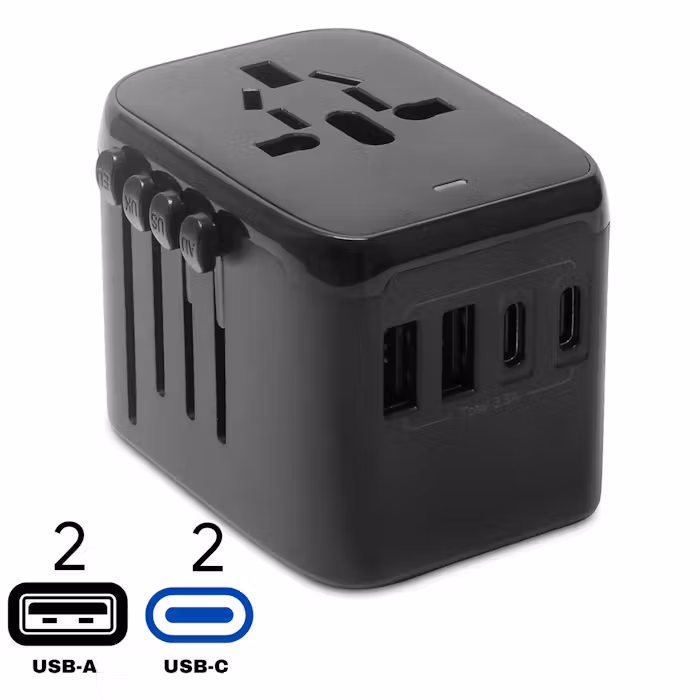 15W Voyage Travel Adaptor with Dual USB & USB-C Ports