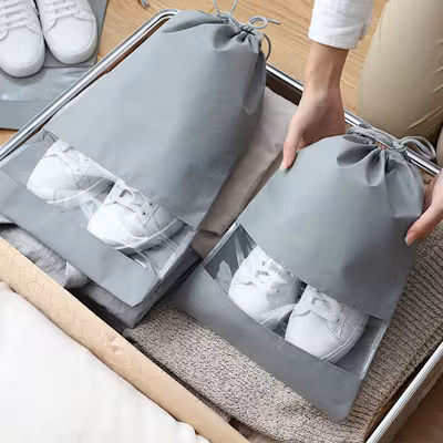 Drawstring Non-Woven Shoe Pouch / Dust Bag - alternate view