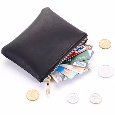 Premium Leather Coin Pouch with Zipper - alternate view