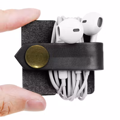 Leather PU Cable & Earphone Organizer