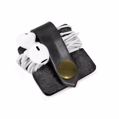 Leather PU Cable & Earphone Organizer - alternate view